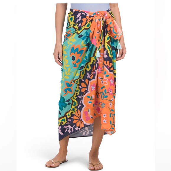 SUNSHINE 79 Women's Fresh Blooms Faux Wrap Floral Pool Beach Swim Cover-up